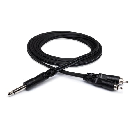 Cabluri RCA - Jack - Hosa CYR-102 - Cablu Y Jack 6.3mm Tata Mono la 2 x RCA Tata - 2m, Negru