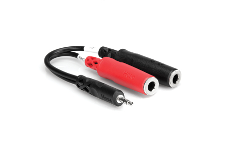 Adaptoare - Hosa YMP 137 - Splitter Audio - Jack 3.5mm Tata Stereo la 2 x Jack 6.35mm Mama Mono
