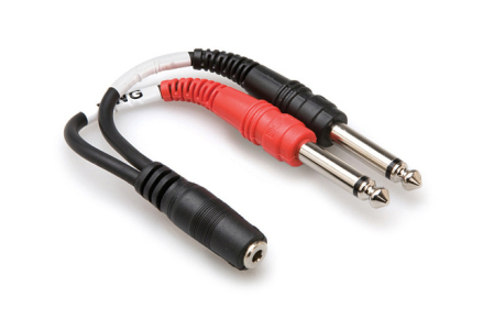 Adaptoare - Hosa YMP 434 - Splitter Audio - Jack 3.5mm Mama Stereo la 2 x Jack 6.35mm Mama Mono
