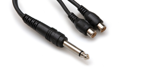 Adaptoare - Hosa YPR 103 - Splitter Audio - Jack 6.35mm Tata Mono la 2 x RCA Mama