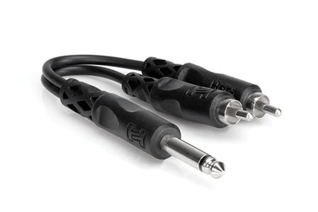 Cabluri - Hosa YPR 124 - Splitter Audio - Jack 6.35mm Tata Mono la 2 x RCA Tata