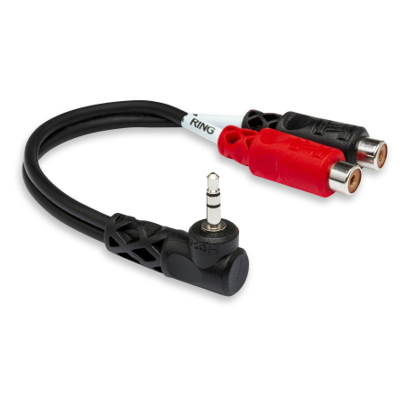 Adaptoare - Hosa YRA 167 - Splitter Audio - Jack 3.5mm Tata Stereo 90 de Grade la 2 x RCA Mama