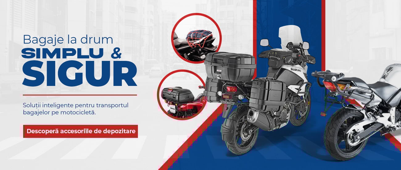 Accesorii de depozitare pentru motociclete – cutii, genți și plase pentru bagaje, soluții sigure pentru transport