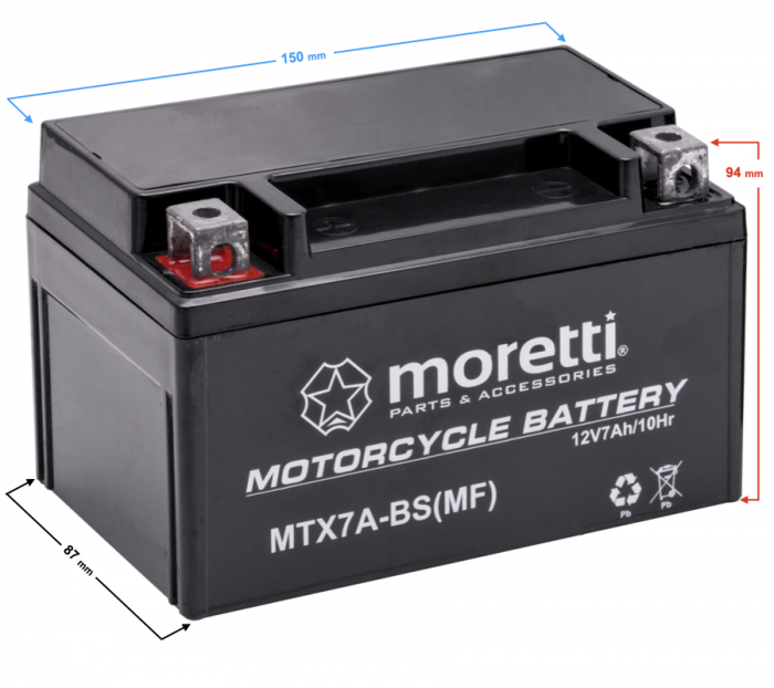 Acumulator Moretti AGM (Gel) MTX7A-BS, 12V, 7ah [2]