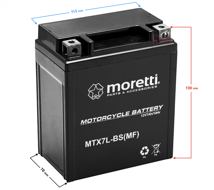 Acumulator Moretti AGM (Gel) MTX7L-BS, 12v, 6ah [2]