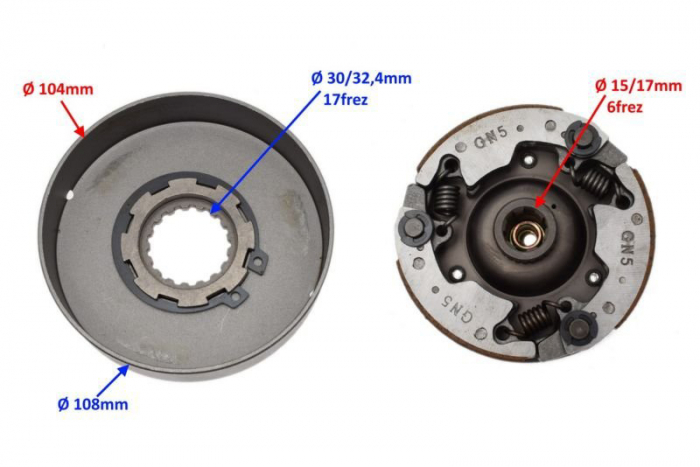 Ambreiaj complet automat, atv 110 cc, 17 dinti [2]