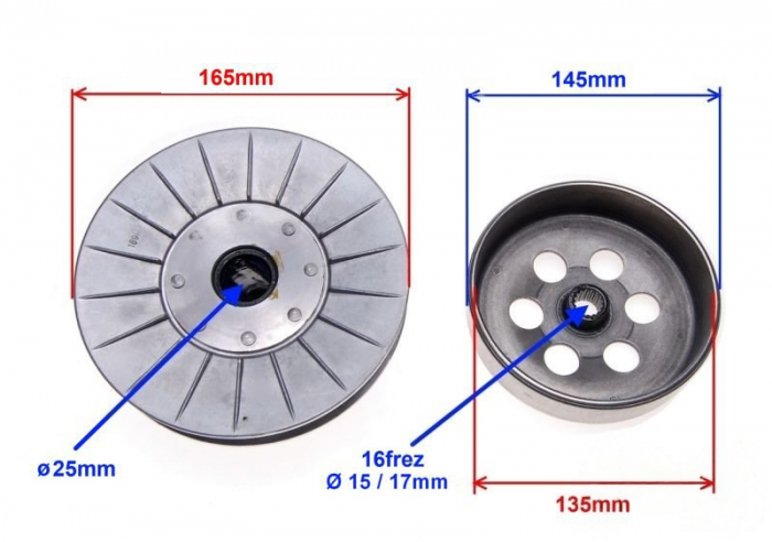 Ambreiaj plecare spate atv Linhai 300, diametru 169mm, inaltime 96mm [2]