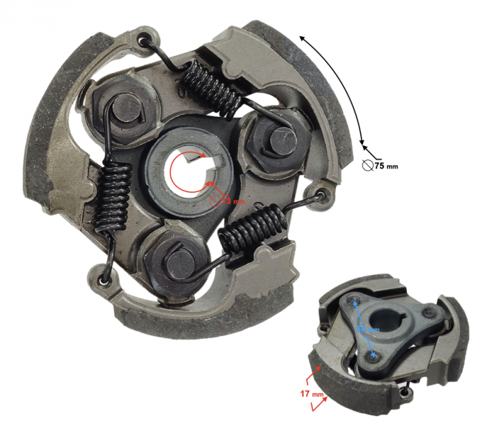 Ambreiaj Pocket bike, 50cc, 3 saboti, pe pana [2]