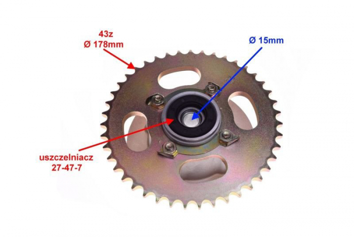 Ansamblu pinion transmisie spate 42 dinti pas 428H Shineray Xy150-17 [2]