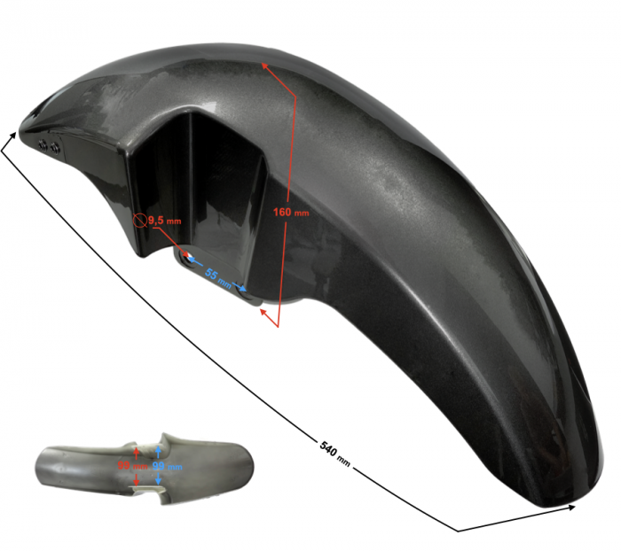 Aripa fata, culoare negru, pentru Barton Classic 125cc [3]