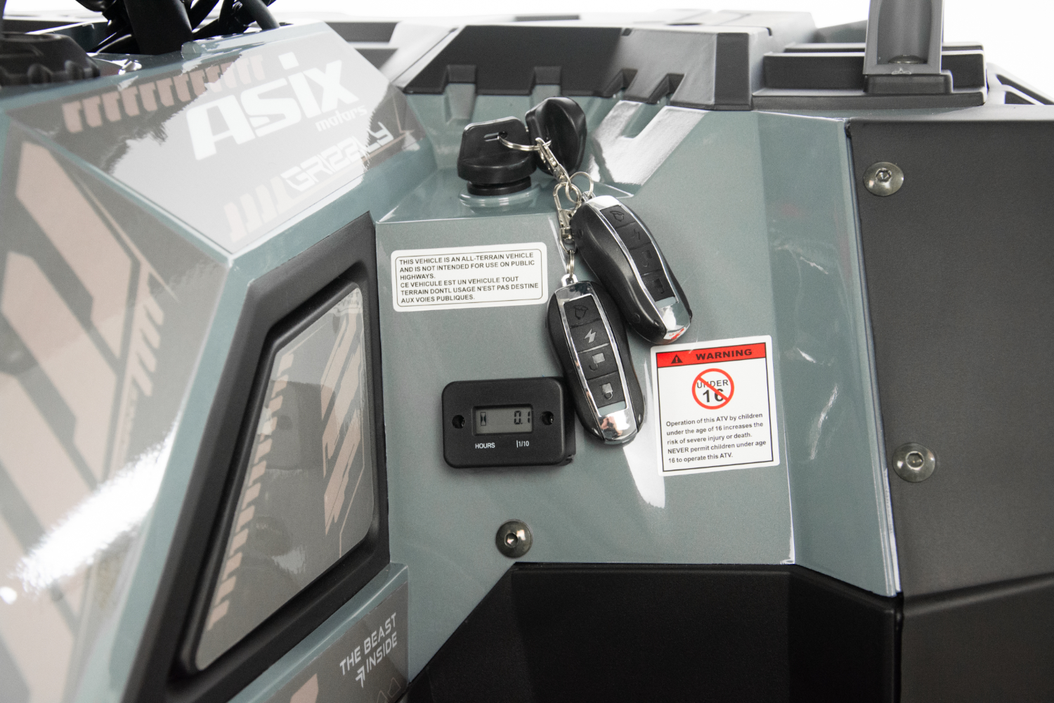 Atv copii Asix Grizzly 125cc, roti 8 inch, 3+1 viteze, culoare alb/portocaliu [22]