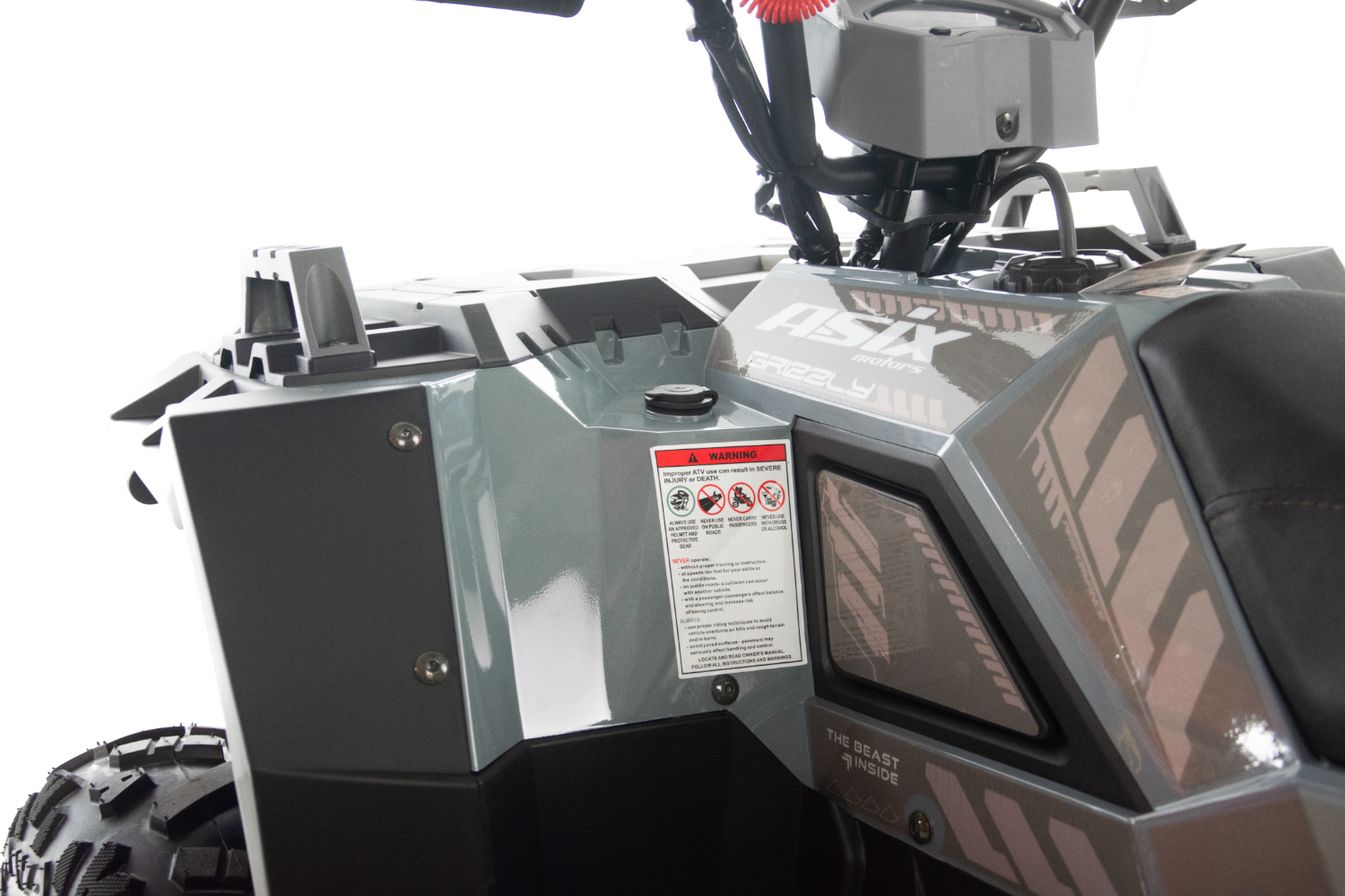 Atv copii Asix Grizzly 125cc, roti 8 inch, 3+1 viteze, culoare alb/portocaliu [29]