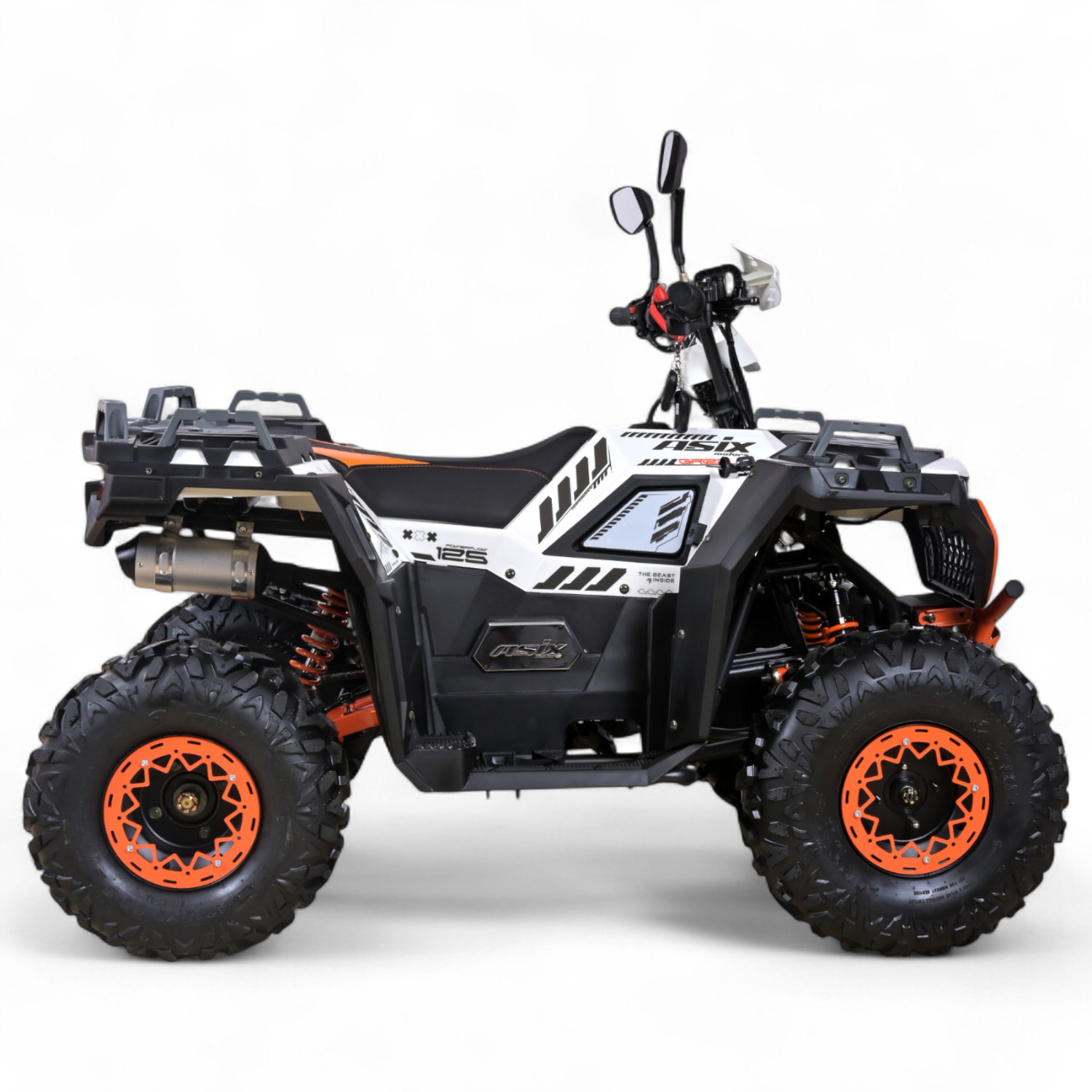 Atv copii Asix Grizzly 125cc, roti 8 inch, 3+1 viteze, culoare alb/portocaliu [5]