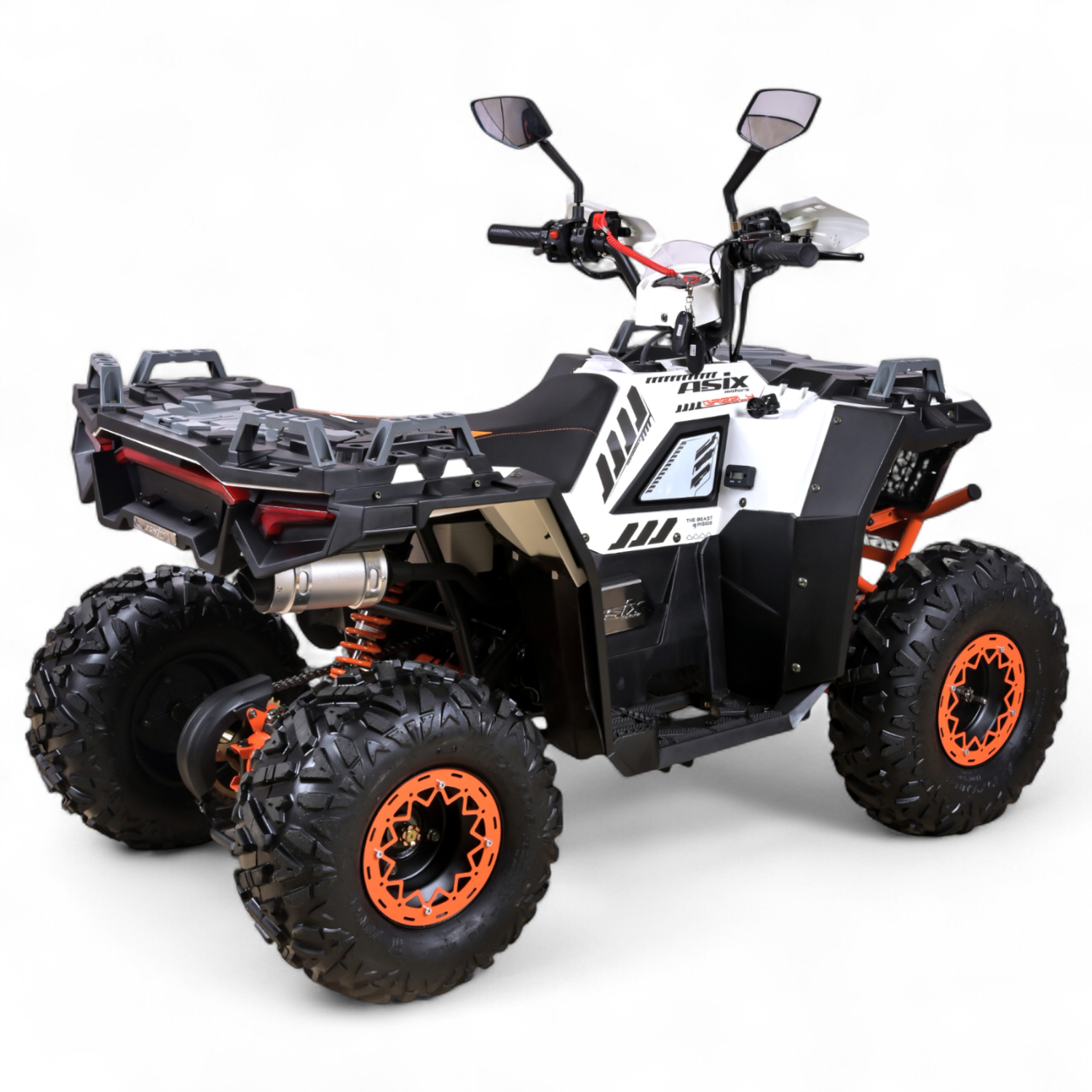 Atv copii Asix Grizzly 125cc, roti 8 inch, 3+1 viteze, culoare alb/portocaliu [4]