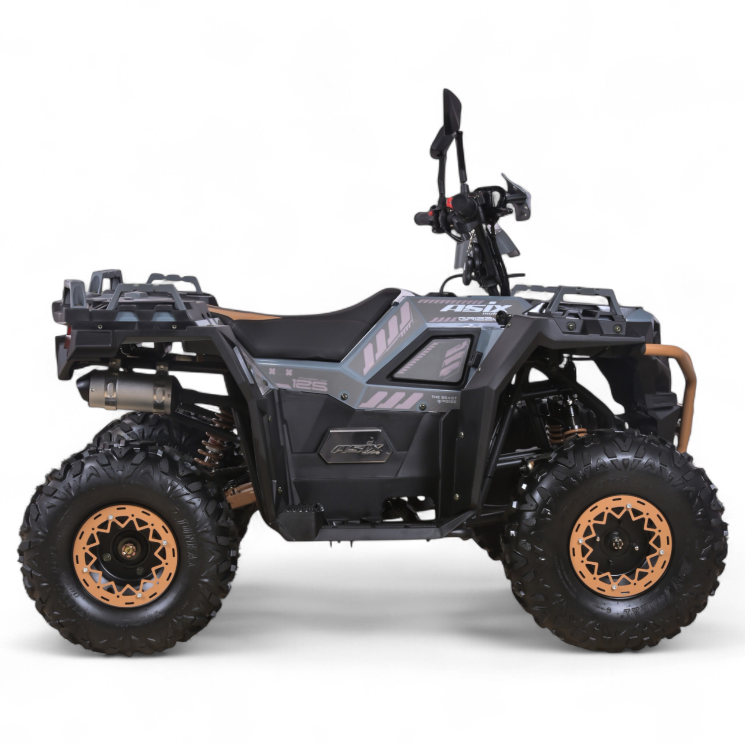 Atv copii Asix Grizzly 125cc, roti 8 inch, 3+1 viteze, culoare gri/maro [4]