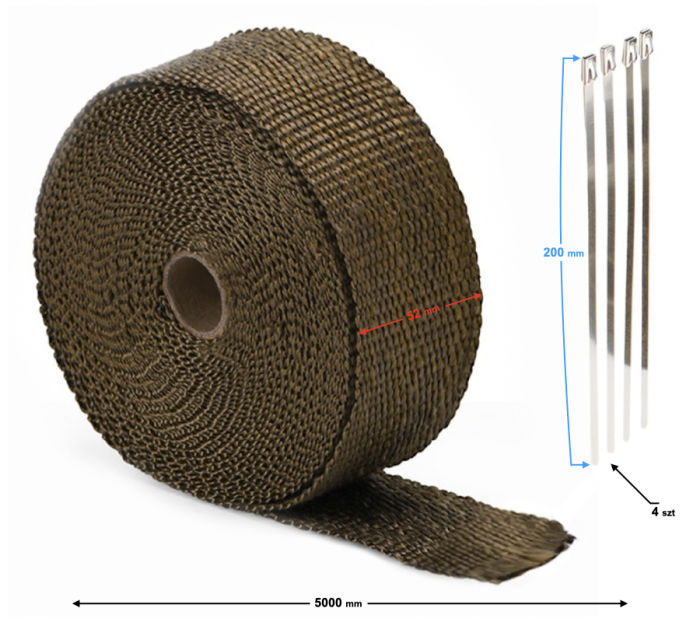 Banda izolare toba de avacuare L=5metri, latime 52mm, culoare maro [2]