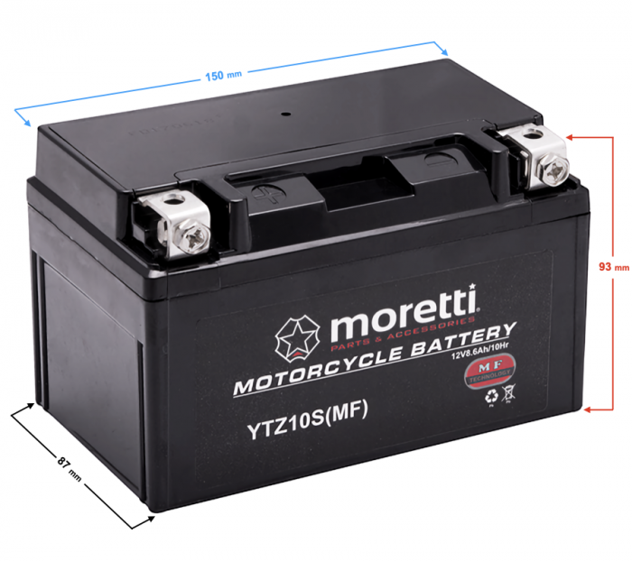 Baterie Moretti AGM (Gel) MTZ10S, 12V, 8.6Ah [2]