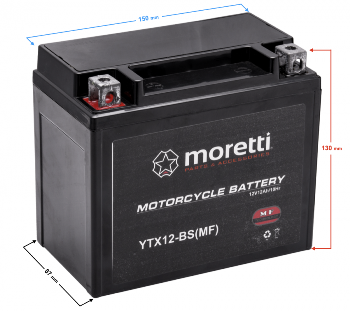 Baterie moto/atv AGM 12v12ah (Gel), MTX12-BS [2]