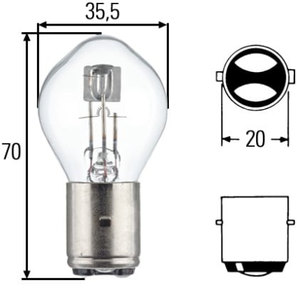 Bec far para (BA20D) 12V 25 25W