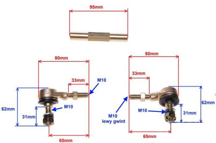 Bieleta completa mini atv 70 - 90 - 110cc, 10mm [2]