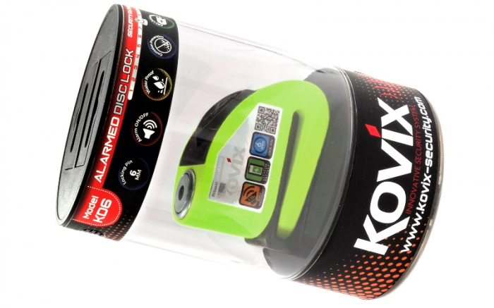 Blocaj disc frana (antifurt) Kovix KD6 cu alarma, culoare verde fluo [2]