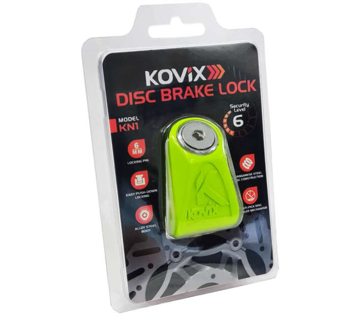 Blocaj disc frana (antifurt) Kovix KN1, culoare galben fluo [3]
