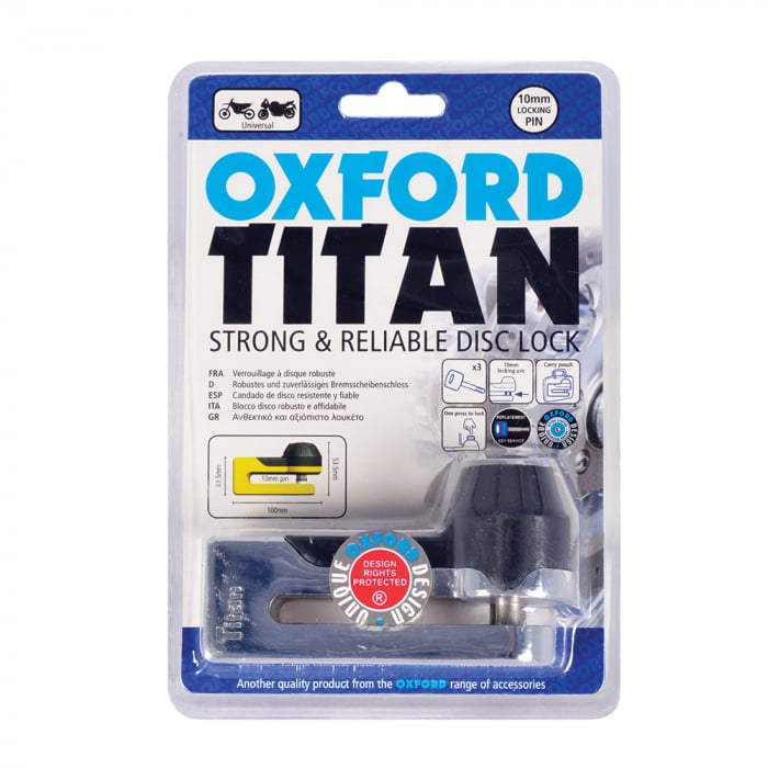 Blocaj disc frana Oxford Titan, cromat, saculet depozitare, bolt (10mm)