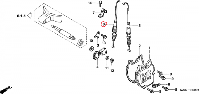 Cablu power valve 2002 Honda CR250R  6