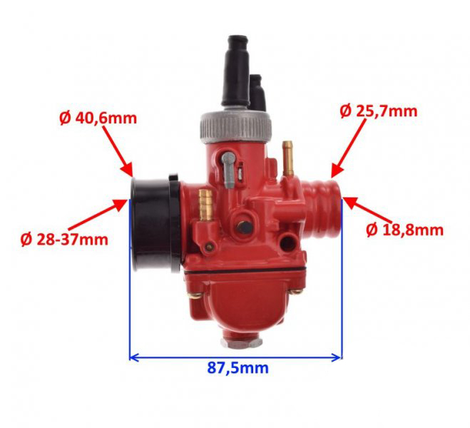 Carburator 19mm tip PHBG, culoare rosu, diametrul clapetei 22mm [2]