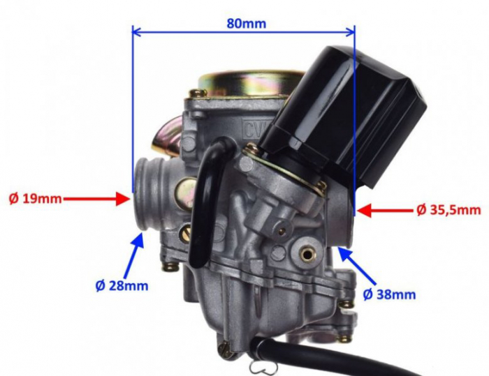 Carburator 4T, capac metal la membrana, diametrul clapetei 18mm [2]