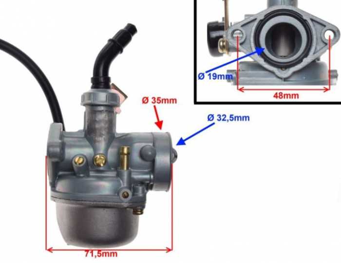 Carburator 4T cu soc de cablu, diametrul clapetei 15mm [2]