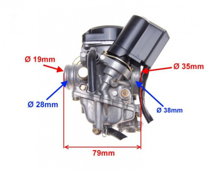 Carburator 4T GY6 50cc, capac plastic la membrana, diametru clapeta 18mm [5]