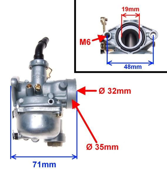 Carburator Atv110 Pz19 soc pe cablu si robinet benzina, diametrul clapetei 15mm [2]