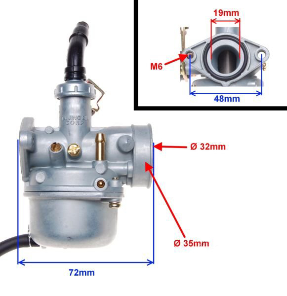 Carburator Atv110 soc cu cablu, diametrul clapetei 15mm [2]