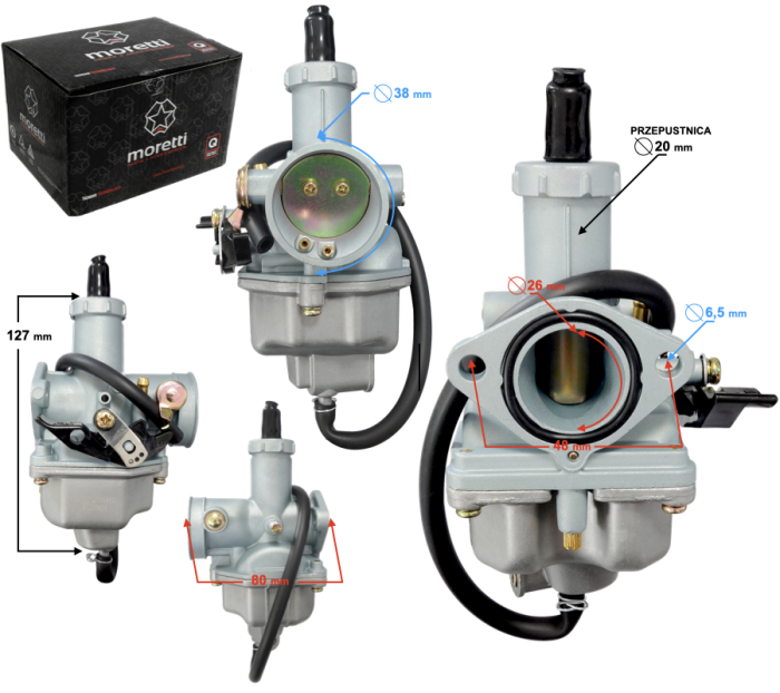 Carburator PZ26, 125cc 4T, t.20mm, soc la clapeta [2]