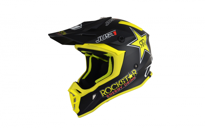 Casca cross atv, JUST1 J38, ROCKSTAR, marime M (57-58cm), culoare negru galben