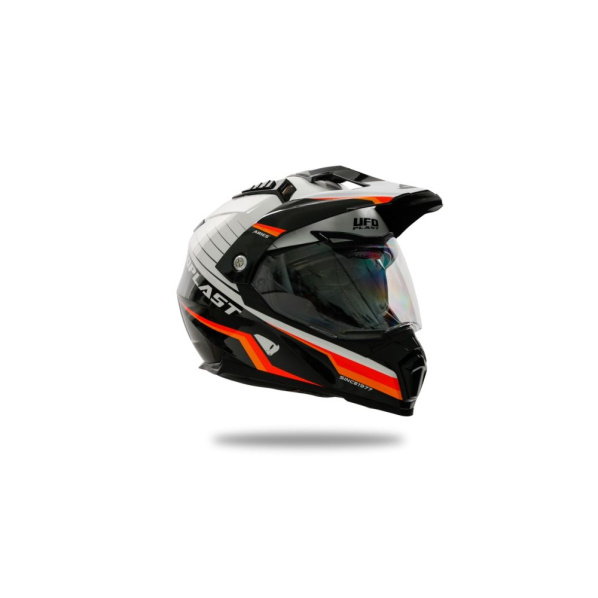 Casca enduro ATV Ufo Aries, culoare negru alb portocaliu, marimea XS