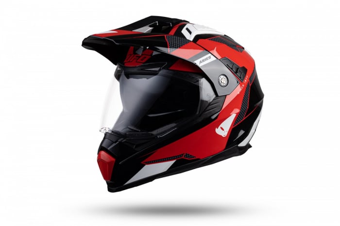 Casca enduro ATV Ufo Aries, culoare negru rosu alb, marimea M