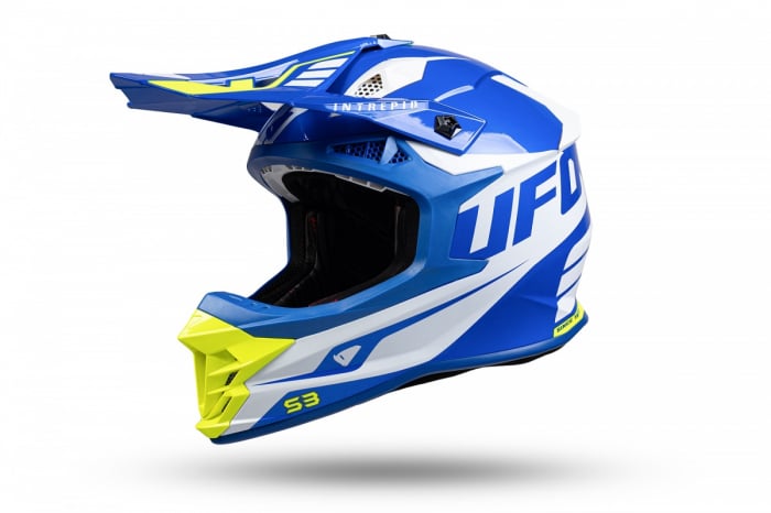 Casca enduro ATV Ufo Intrepid, albastru alb galben neon , marimea XL