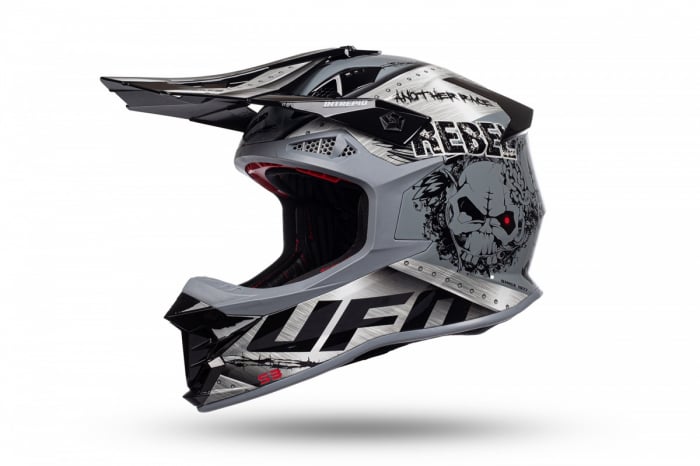 Casca enduro ATV Ufo Intrepid, culoare negru gri lucios, marimea M