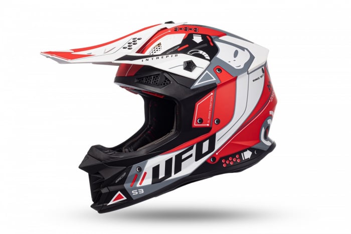 Casca enduro ATV Ufo Intrepid, culoare negru rosu alb mat, marimea XL