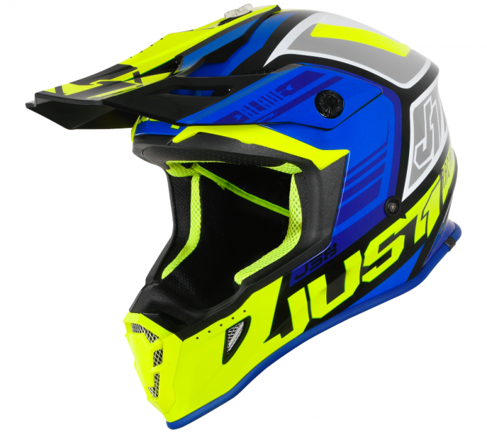 Casca moto atv, JUST1 J38, culoare albastru galben, marime L