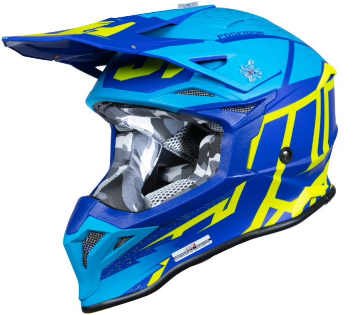 Casca moto atv JUST1 J39 Poseidon, culoare albastru galben, marime L