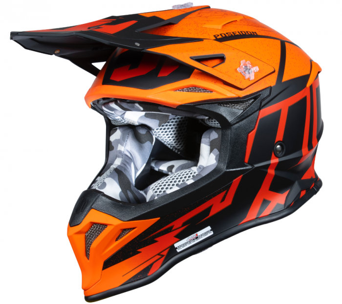 Casca moto atv JUST1 J39 Poseidon, culoare portocaliu negru, marime XL