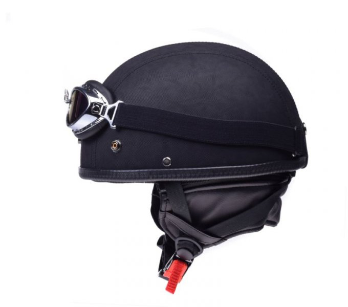 Casca moto Brain Cap cu ochelari, din imitatie piele, marime S, culoare negru mat [2]