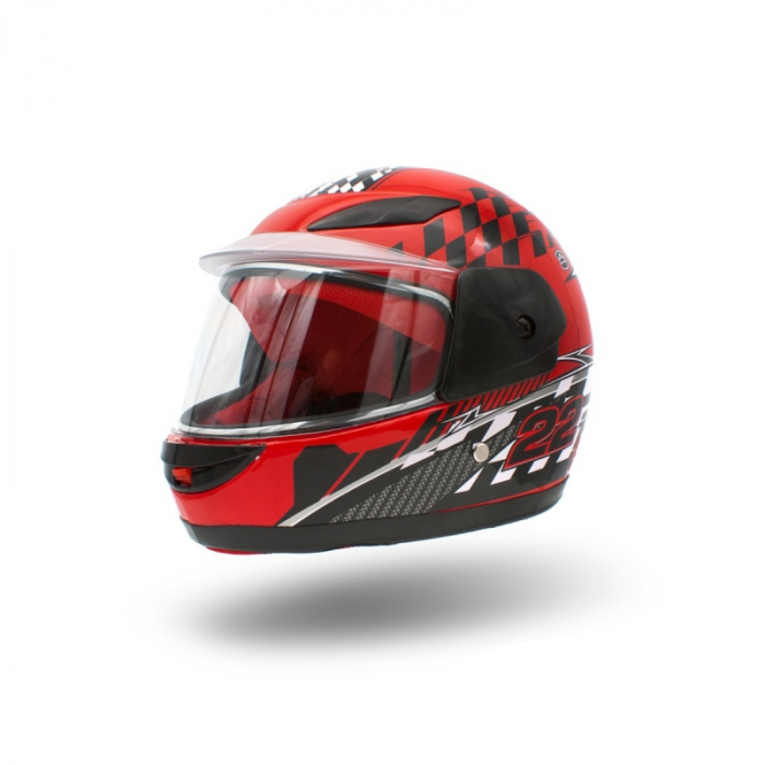 Casca moto copii integrala, marime YXL, culoare negru rosu