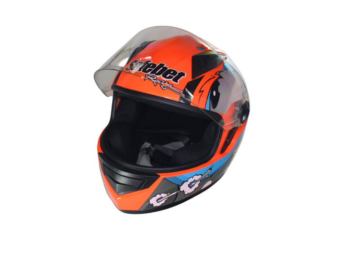 Casca moto integrala adulti, Safebet HF-111K, culoare portocaliu/albastru, marime S [2]