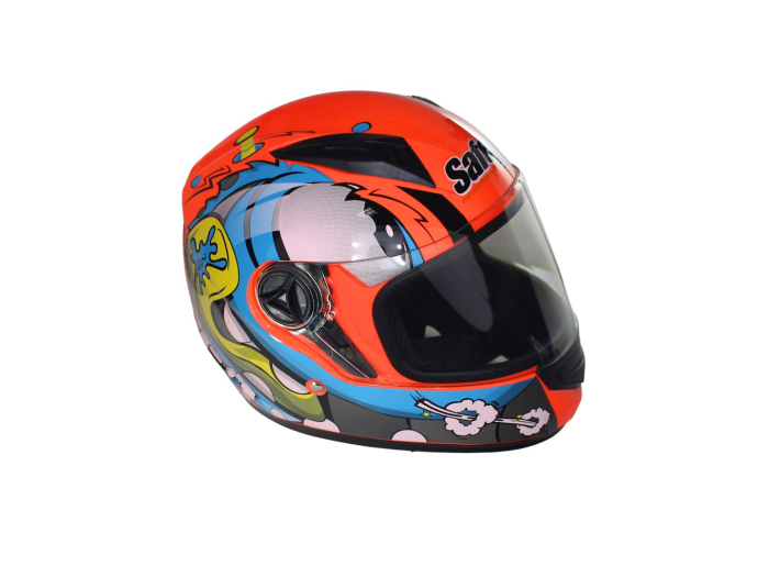 Casca moto integrala adulti, Safebet HF-111K, culoare portocaliu/albastru, marime L [4]