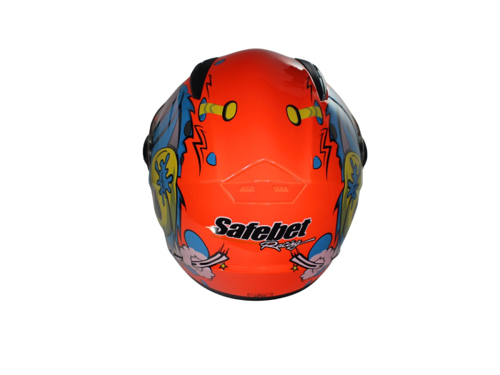 Casca moto integrala adulti, Safebet HF-111K, culoare portocaliu/albastru, marime XL [5]