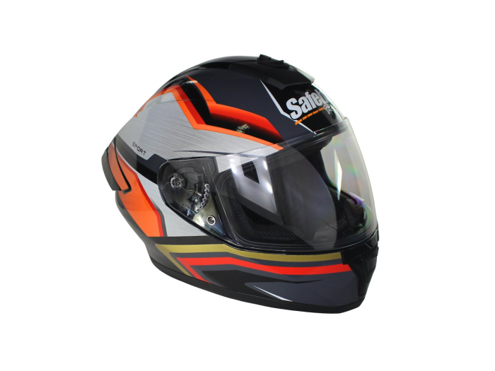 Casca moto integrala adulti, Safebet HF-123 Q250-L, culoare negru/portocaliu, marime M [4]